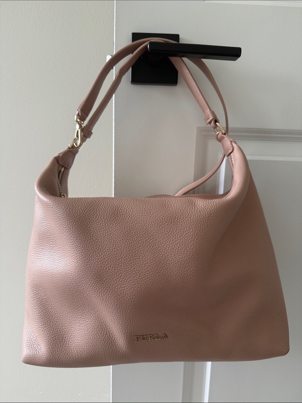 Furla Dusty Rose Pebbled Leather Shoulder Bag